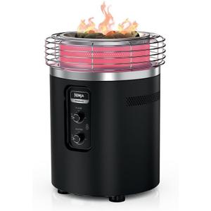Ninja Fireside360 Outdoor Heater & Fire Pit | 3 Modes: Flame, Heat, Flame & Heat | Portable for Patio, Deck, Camping, Beach | Easy Control Smokeless Flames | Push to Start Ignition | Black | OF101BK