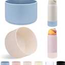 2Pcs Silicone Boot Sleeve for Owala Water Bottle FreeSip Twist and Flip Protective Silicone Bottom Base Bumper for Owala Flask Water Bottle BPA Free, Anti-Slip (Owala 32 Ounce, Cream/Blue)