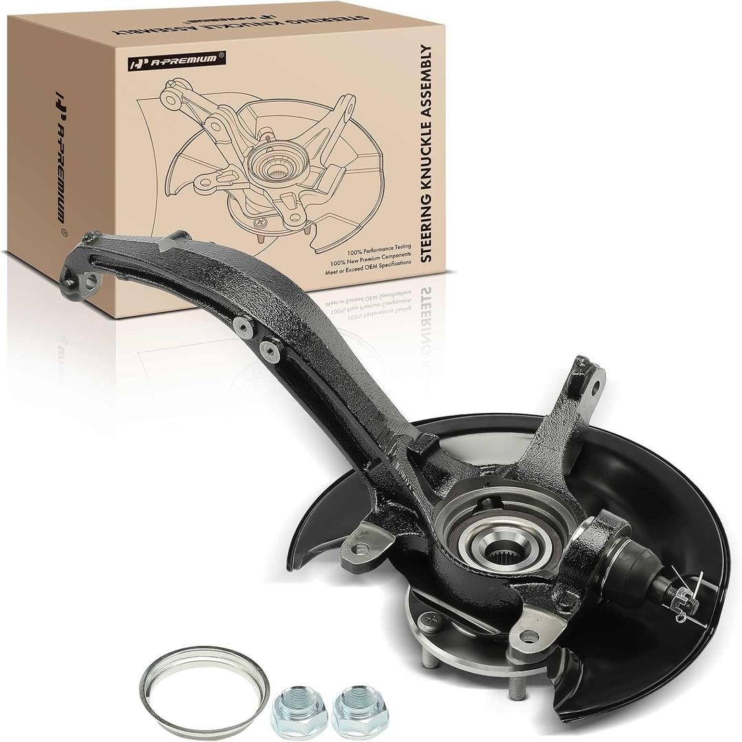 A-Premium Front Right Steering Knuckle & Wheel Bearing Hub Assembly Compatible with Honda Accord 2003 2004 2005 2006 2007, L4 2.4L Only, Automatic Transmission, Passenger Side