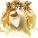 6" x 9" Gold Satin Gift Bags, Jewelry Bags, Wedding Favor Drawstring Baby Shower Christmas 50 Per Pack