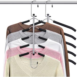 Clothes Hangers Space Saving Shirt Organizer, Non Slip Multi T Shirt Hangers for Closet with Foam Padded for Blouse Hoodie Sweatshirt Sweater Short Closet Organizers and Storage Black 2 Pack