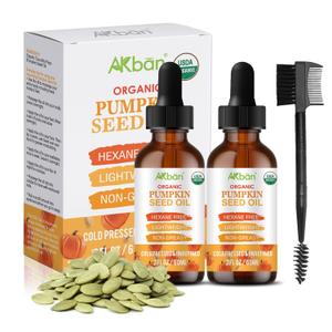 Pumpkin Seed Oil for Hair Growth, 100% Pure Natural Cold Pressed Organic, Moisturizing & Nourishing Dry Damaged Hair & Scalp, for Skin Care, Hair Care, Body Massage, 2 fl oz + 2 fl oz