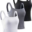 NELEUS Women's 2 Pack Athletic Compression Tank Top with Sport Bra Running Shirt, Large 