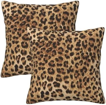 Leopard Print Pillow Covers 18x18 in Couch Cheetah Print Pillow Case Sets of 2 Modern Decorative Square Throw Pillows for Home Living Room Bedroom Bed Cushion Outdoor