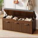 37.4" W Shoe Bench with Storage, Lift Top Entryway Bench, Walnut, 37.4"Wx14.2"Dx18.1"H