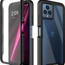 wahhle Compatible with T-Mobile Revvl 6 5G Case, Built in Screen Protector Full Body Shockproof Slim Fit Bumper Protective Phone Cover for T-Mobile Revvl 6X 5G Men Women-Black/Clear