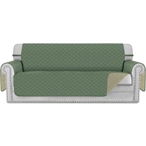 Deeky Couch Cover, Sofa Covers for 3 Cushion Couch, Dog Couch Cover Protector, Reversible and Water Resistant Furniture Covers for Pets with Foam Sticks & Elastic Straps, Sofa, Greyish Green/Beige (Large)