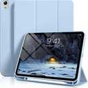 Aoub Case for iPad (A16) 11th Generation 11 Inch 2025, iPad 10th Generation 10.9 inch 2022 with Pencil Holder, Slim Lightweight Trifold Stand Smart Soft TPU Back Cover, Support Touch ID, Light Blue