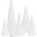 CCINEE 6 Packs Foam Cones for Crafts, Assorted Polystyrene Floral Foam Cones for Christmas Tree Gnomes Art and Craft School Activity Wedding Home Table Centerpieces Decorations