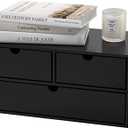 Wisuce Bamboo Desk Organizer - Mini Bamboo Desk Drawer Tabletop Cosmetic Storage Organization for Office or Home Black