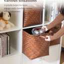 13x15x13 Woven Laundry Basket Hamper, Storage Basket for Clothes Blankets, 4-Pack Wicker Bin for Closet Shelves Bedroom Bathroom, Brown