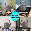 Enameled Cast Iron Teapot 34oz（1000ml） - Japanese Style Kettle with Removable Stainless Infuser & Ergonomic Handle, Stovetop Safe for Loose Leaf Tea Green and silver (Black Gold)