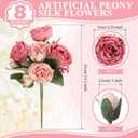 8 Bundles Artificial Peonies Flowers Boho Faux Flowers Arrangements Artificial Centerpiece Spring Bouquet Floral Wedding Decoration for Vase(Dark Pink)