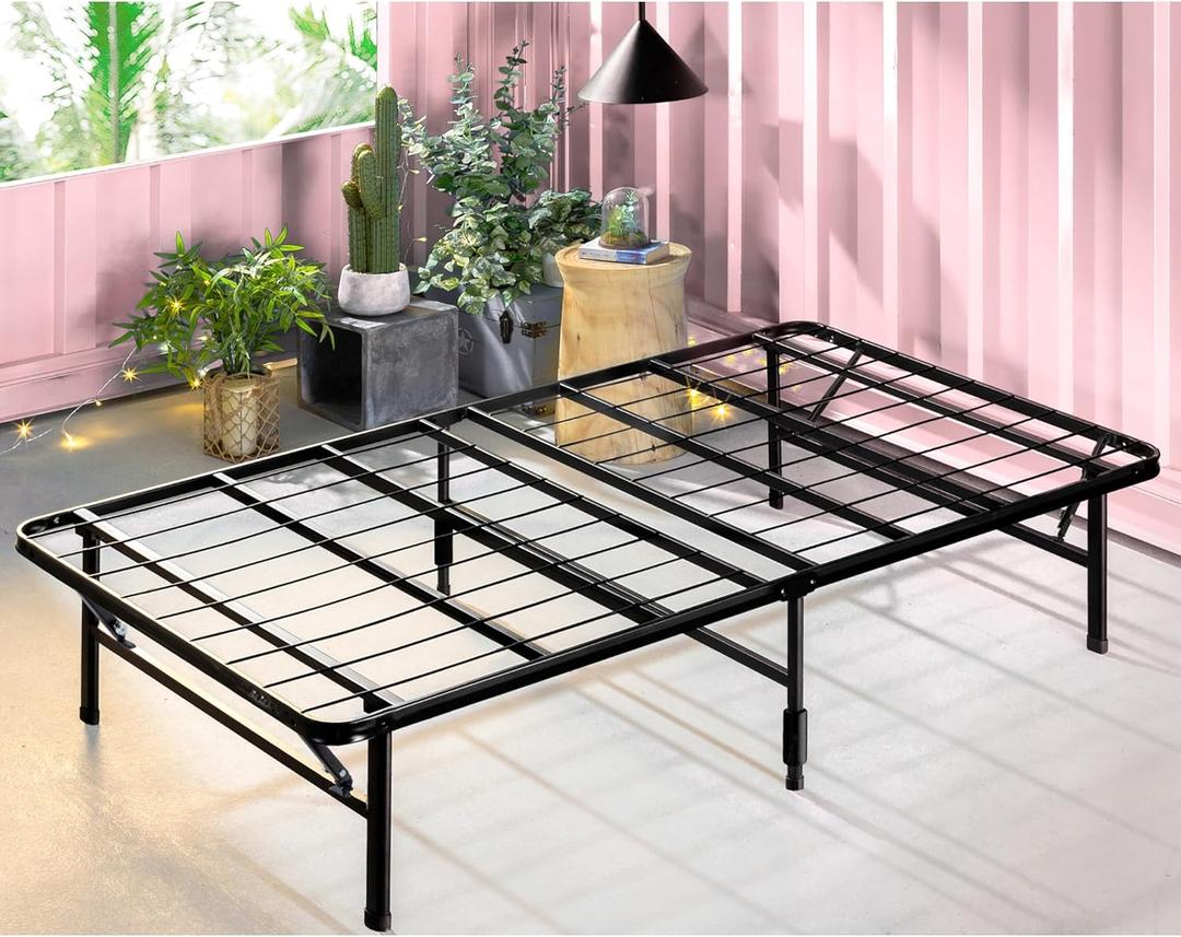 ZINUS SmartBase Tool-Free Assembly Mattress Foundation, 14 Inch Metal Platform Bed Frame, No Box Spring Needed, Sturdy Steel Frame, Underbed Storage, Black, Twin, Regular