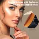 Foundation Makeup Brush For Self Tanner Flat Top Kabuki Hexagon Face Blush Liquid Powder Foundation Brush for Blending Liquid, Cream or Flawless Powder Cosmetics with Bonus Protective Case (Black)