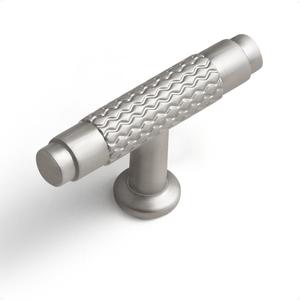 2 x 2 Pack Brushed Nickel Knurled Cabinet Knobs 2 inch(50mm) Length Single Hole Cabinet Knobs Pull Knobs for Cupboard and Closet