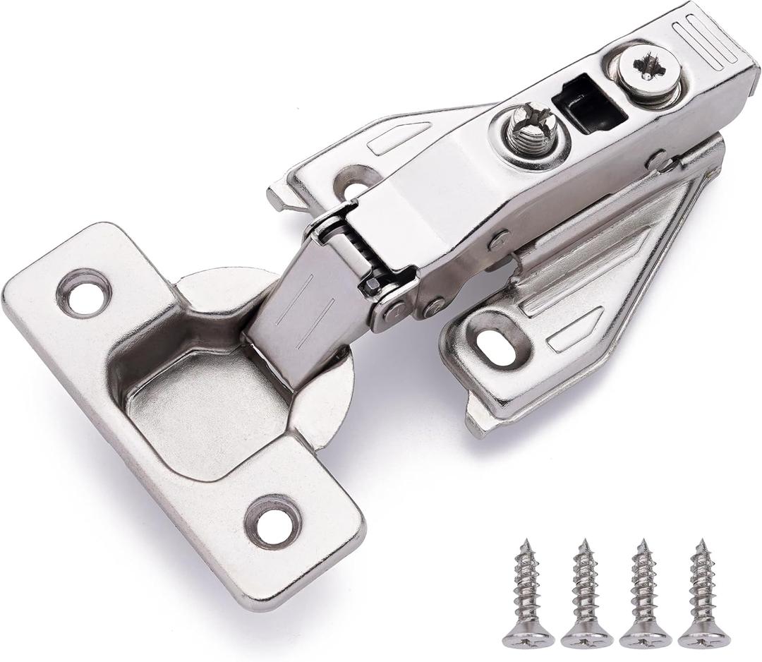 DecoBasics (50 PCS) Full Overlay Soft Close Cabinet Hinges for Kitchen Cabinets - 105 Face Frame Concealed Cabinet Door Hinge -3 Way Adjustability -Clip on Plate & Matching Screw 4 Easy Installation