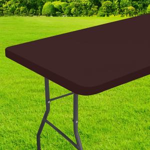 homing Rectangle Table Cloth Cover, Waterproof Polyester Elastic Fitted Tablecloth, Fits for 5 Foot Folding Tables, Washable Table Protector for Picnic, Camping, Outdoor (Coffee, 30" x 60")