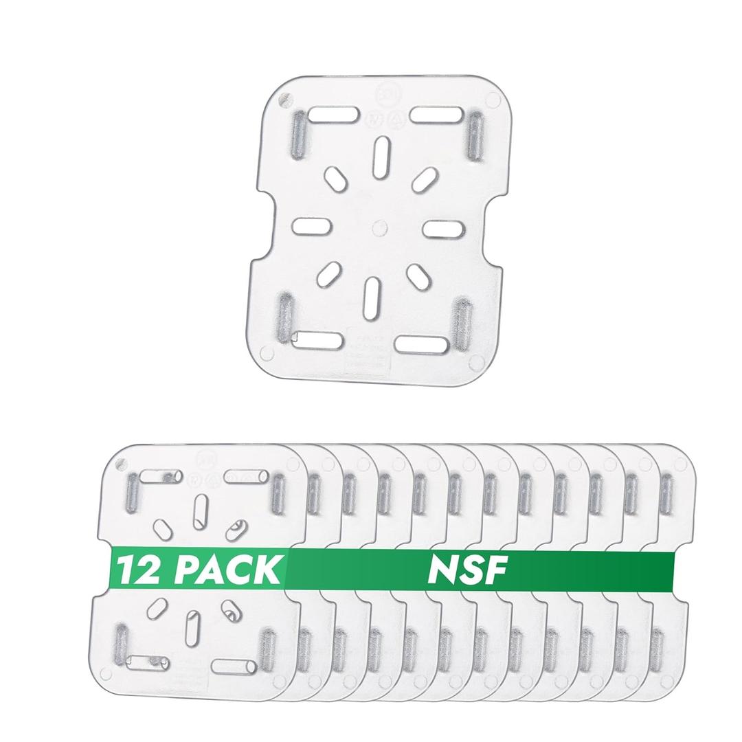 CURTA 12 Pack Plastic Drain Shelf for 1/6 Size Food Pan, Clear, for Kitchen Hotel Restaurant, NSF Listed