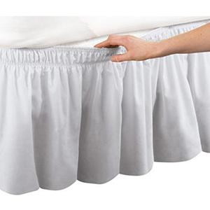 Pleated Three Sides Fabrics Wrap Around Style Egyptian Cotton Elastic 17 inch Drop Dust Bed Skirt for Twin/Full,Queen,King Size Beds(Queen, White)