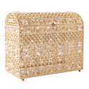 Treasure Chest Card Holder with Heart Shaped Lock, Crystal Bead Box for Wedding, Birthday, Graduation (Gold)