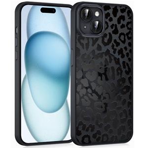 Vulfwela Cute Cheetah Print Phone Case for iPhone 15 6.1" Compatible with MagSafe, Aesthetic Black Leopard Pattern Design Magnetic Cover Soft TPU Hard PC Back Shockproof Funda for Women Girls