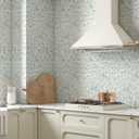 Peel and Stick Wallpaper Modern Beige and Blue Bird Wall Paper Self Adhesive Removable 17.3" x 393" Blue Botanical Wallpaper Boho Contact Paper for Bathroom Bedroom Art Decor Vinyl Roll