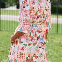 PRETTYGARDEN Womens Rompers for Summer 2025 Beach Vacation Clothes Short Sleeves Floral Jumpsuits Beach Cover Up (XL)