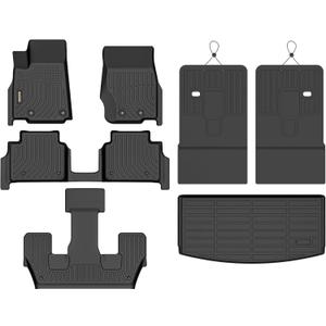 Binmotor-Floor Mats & Cargo Liner for Jeep Grand Cherokee L 2021-2025 (Only for 6 Seater Without Center Console), TPE All Weather Car Mats for Jeep Grand Cherokee L Accessories Custom Fit