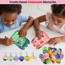 Figet Keychains Valentines Day Cards Gifts for Boys Girls Classroom Exchange, 24 Packs Valentines Day Figet Keychains with Cards for Kids School Party Favor