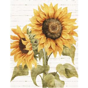 Sunflower Pictures Handpainted Rustic Flower Canvas Pictures Decor Sunflower Wall Art Painting Farmhouse Floral Print on Canvas for Living Room 16"X24"