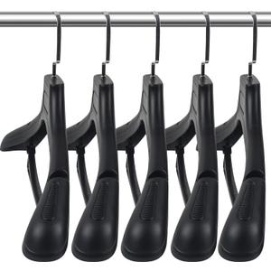 DEDU Suit Hangers for Men 10 Pack Width 17.7", Black Coat Hangers no Shoulder Bump Non Slip for Thick Sweaters, Plastic Extra Wide Shoulder with Pants Bar & Metal Hook