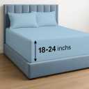 Luxury Egyptian Cotton Sheets Queen Size, Deep Pocket Fitted Sheet Fits 18"-24" Mattress, Soft, Breathable, Hotel Quality Bed Sheets, 4-Piece Queen Set, Light Blue Solid, Cooling Cotton Bedding