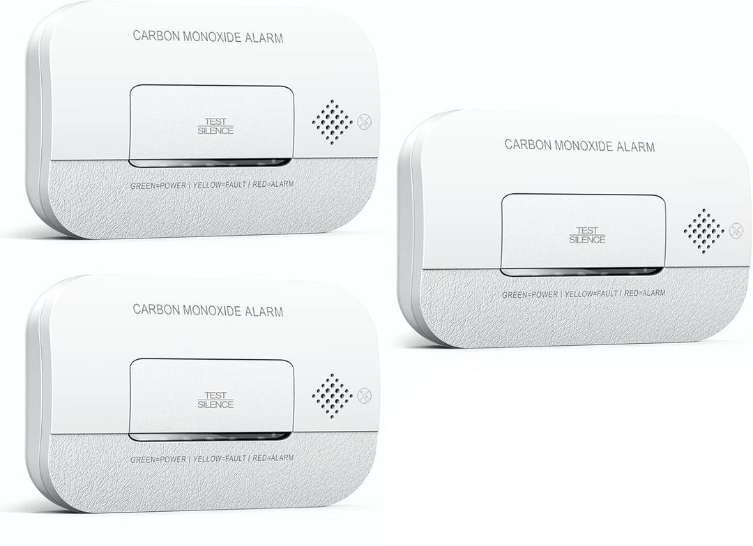 Ecoey Carbon Monoxide Detectors, 10-Year CO Detector with Human Alarm Sounds and Test Button, Carbon Monoxide Alarm with Electrochemical Technology and Low Battery Signal for Home, FJ127, 3 Packs