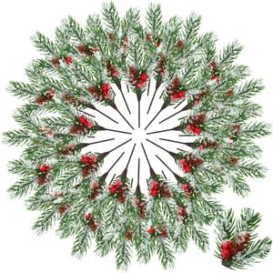 48 Pcs Christmas Picks and Sprays Christmas Tree Floral Picks Holly Red Berry Stem Spray Greenery for Craft Artificial Faux Pine Branches Cone Branches for Tree Home Decor Garland Wreath (Fresh)