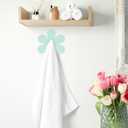 Whaline Daisy Flower Wood Wall Hooks Colorful Floral Decorative Wall Hanger Spring Coat Towel Hooks for Home Living Room Bedroom Bathroom Kitchen Decor, Set of 5