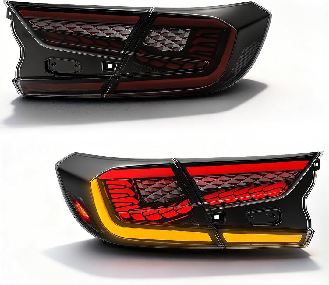 Sequential LED Tail Lights for 20182022 Honda Accord 10th Gen/Refresh,CyberScale Style, Startup Animation, Dynamic Turn Signal, Bright Brake & Reverse,Smoked Lens,Plug&Play,Weatherproof