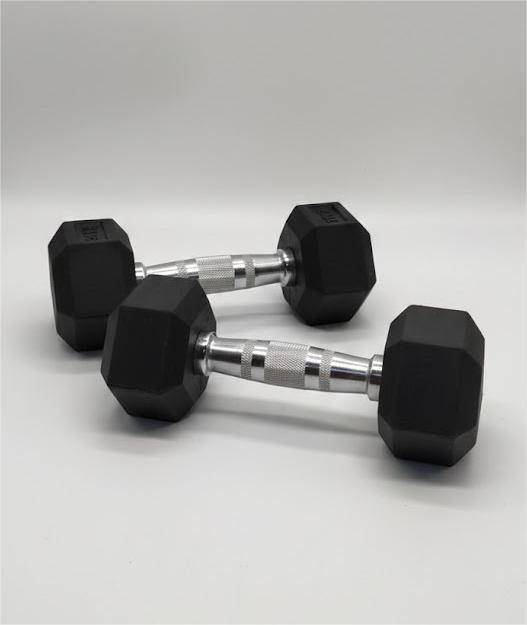 Hex Dumbbells, Rubber Encased Hex Dumbbell Cast Iron Exercise & Fitness Dumbbells, Non-Slip Handles Dumbbells Sold in Pair or Single, Hand Weight for Strength Training 5 lbs