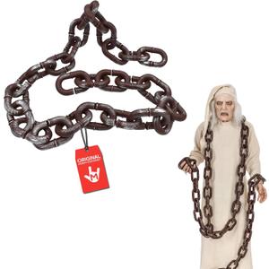 Morph Large Halloween Plastic Chains Jumbo 72 Inch Fake Rusty 6ft Plastic Linkable Decoration Prop Detachable Brown with Silver Large Chain Links Costume Accessory