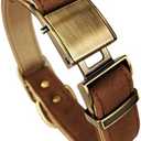 chede Basic Classic Luxury Padded Leather Dog Collar,The Seatbelt Buckle,for Large Medium Small Pets (M, Brown)