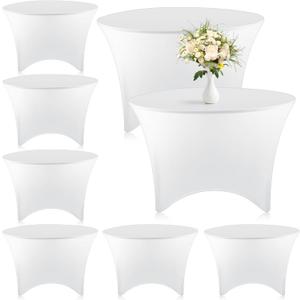 Preboun 8 Pack 48 Inch/ 4 FT Spandex Round Tablecloth Fitted Stretch Tablecloth Elastic Table Cover for Wedding Party Restaurant Banquet Cocktail and Halloween (White) Preboun 8 Pack 48 Inch/ 4 FT Spandex Round Tablecloth Fitted Stretch Tablecloth Elastic Table Cover for Wedding Party Restaurant Banquet Cocktail and Halloween (White)