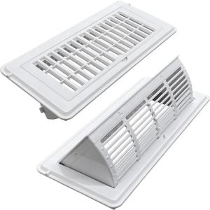 2-in-1 Vent Deflector for Home Floor, Strong Plastic, 4"x10 Register Type of Deflector, POP up Damper Vent Directional Cover, Floor Air Vent Deflector Under Curtain, Couch or Bed (White, 2Pack)
