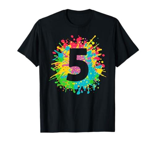 5th Birthday paint splashes T-shirt for kids, girls, boys. T-Shirt, XS