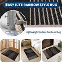GarveeHome Modern Rainbow Easy Jute 3x5 Patio Rug, Indoor Outdoor Patio & Entryway Mat, Washable Non-Slip Carpet for Mudroom, Farmhouse Decor, Front Door