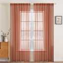 MIULEE 2 Panels Solid Color Sheer Window Curtains Elegant Window Voile Fall Panels/Drapes/Treatment for Bedroom Living Room (54X72 Inches Burnt Orange)