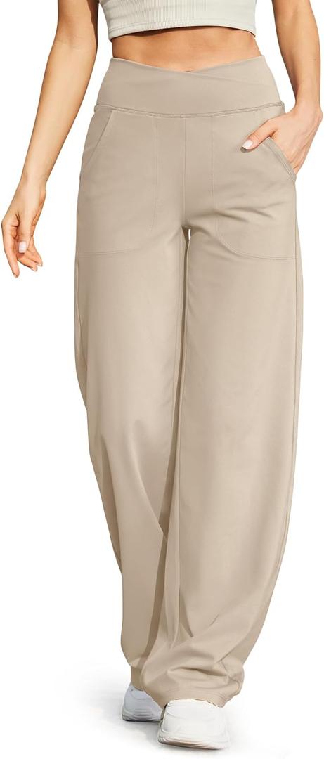 G4Free EverGoing Wide Leg Pants for Women Loose Yoga Pants with Pockets Petite/Regular/Tall Stretch Casual Lounge Pants (Large, Light Khaki) G4Free EverGoing Wide Leg Pants for Women Loose Yoga Pants with Pockets Petite/Regular/Tall Stretch Casual Lounge Pants (Large, Light Khaki)