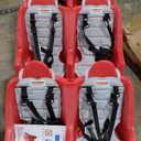 Angeles Bye Bye Buggy 6 Passenger Stroller, Sturdy Daycare Stroller with Fat Tires, Easy-to-Fasten Safety Buckles, Parking Brake, & 360 Pivoting Wheels, Red