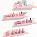 Upsimples Acrylic Shelves for Wall Decor, 15" Display Shelf Perfume Organizer for Bathroom, Bedroom, Living Room, Floating Bookshelves for Kids, Pink, 4 Pack, 15x4"