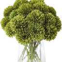 Kimura's Cabin 20pcs Green Artificial Flowers Silk Fake Chrysanthemums Flower Faux Mums Ball Flowers,Wedding Bouquets Home St Patricks Day Decor Floral Arrangement Table Centerpiece