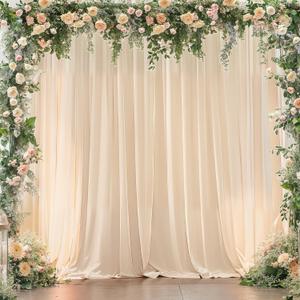 8x10FT Champagne Backdrop Curtains for Wedding Parties, Wrinkle Free Polyester Photography Backdrop Drapes for Baby Shower Birthday Parties Stage Background Stand Decorations 4x10ft, 2 Panels